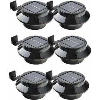 OEM Juego De 6 Luces Led Solares Negras - 3 Led Blancas - Montaje En Pared O Valla - Sensor Autom&aacute;tico - Iluminaci&oacute;n Exterior