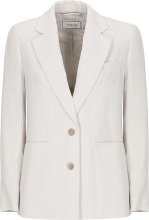 PESERICO Ivory Peak Lapel Metallic Blazer