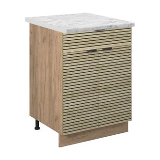Vicco Muebles Bajos Fame-line, Panel De Roble, 60 Cm Con Caj&oacute;n, Et M&aacute;rmol, Vicco