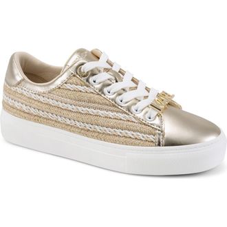 Karl Lagerfeld Cate Sneaker in Natural/White Gold at Nordstrom, Size 7