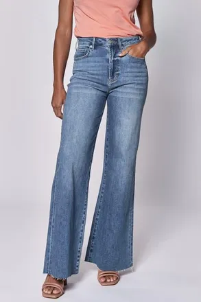 Dear John Denim Fiona High Waist Raw Hem Wide Leg Jeans in Natal at Nordstrom, Size 33