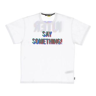 Iuter T-Shirts, male, White, Size: XL White Mens Tee with Screen Print