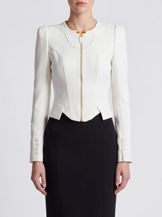 Elisabetta Franchi Blazer corto modello a corsetto con scollo a girocollo e fondo asimmetrico