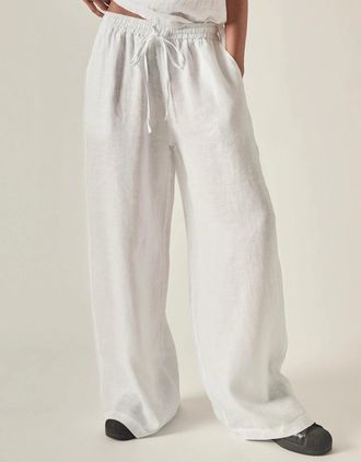 James Lakeland Womens White Pure Linen Trousers - Size: 20