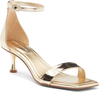 Vince Camuto Vinkely Square Toe Kitten Heel Sandal in Egyptian Gold Patent at Nordstrom Rack, Size 5.5