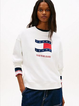 Tommy Hilfiger Sudadera holgada de felpa con logo ondulante