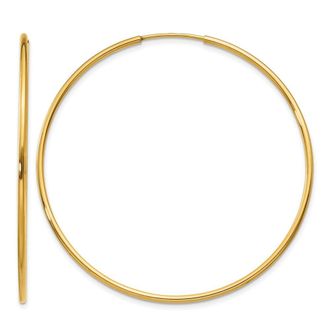 Diamond2Deal 14k Yellow Gold 1.20mm Round Hoop Earring 45 mm