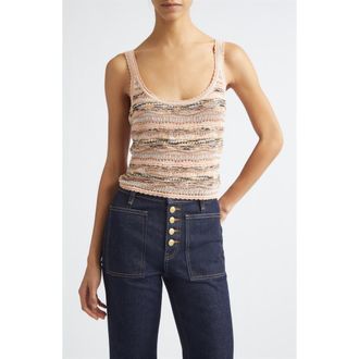 Ulla Johnson Clotide Multi Stitch Pointelle Tank in Hibiscus at Nordstrom, Size X-Large