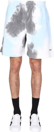 Msgm White Tie-Dye Shorts