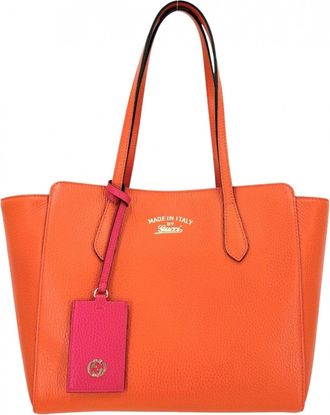 Gucci Orange Pink Leather Handbag Tote Bag (Pre-Owned)