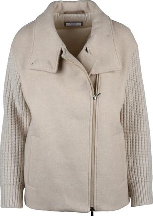 PESERICO Beige Wool-Blend Double-Breasted Coat
