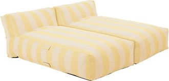 Oviala Conjunto de jard&iacute;n modulares y 2 tumbonas amarillo claro a rayas