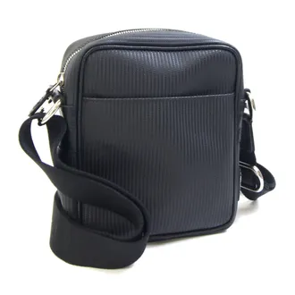 Bulgari Millerighe Black Coated Canvas Leather Shoulder Bag (Pre-Owned)