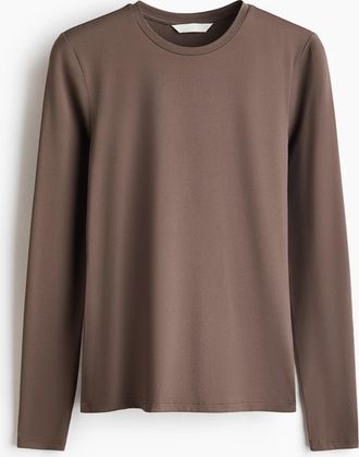 H&M Langarmshirt aus Mikrofaser - Beige