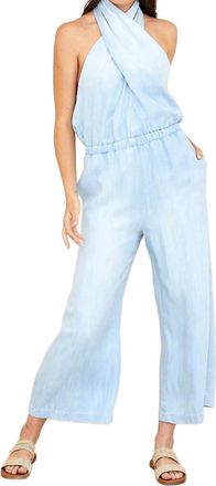 Bella Dahl Wrap Neck Halter Jumpsuit In Riviera Wash