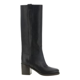 Brunello Cucinelli Leren hoge laarzen met Monile - Dames - Schoenen - Zwart - Maat: 39 EU Leer