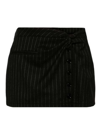 Courr&egrave;ges Twist Snaps Pinstriped Mini Skirt