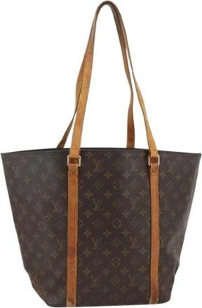 Louis Vuitton Pre-owned Monogram Canvas Tote Bag - Dames - Vintage Shopper - Bruin - ONE Size - Leer - Vintage