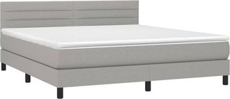 vidaXL Vidaxl - Cama Box Spring Con Colch&oacute;n Tela Gris Claro 160x200 Cm