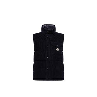 Moncler Moncler Agen Corduroy Down Vest, Men, Blue, Size: 0