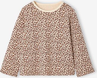 Vertbaudet Langarmshirt aus Fleece f&uuml;r M&auml;dchen vanille