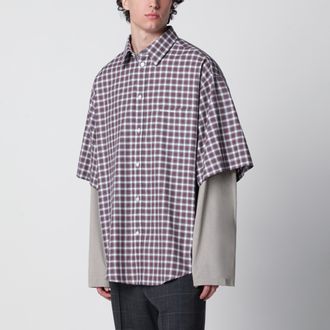 Balenciaga Wrong Sleeve shirt in red/navy check poplin