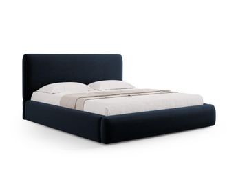Cosmopolitan Design Cama con cabecero y ba&uacute;l 140x200cm de terciopelo azul oscuro