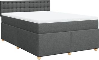 vidaXL Cama Box Spring Con Colch&oacute;n Tela Gris Oscuro 140x190 Cm Vidaxl
