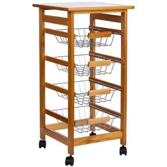 Wanderlust Deco Wanderlust Deco - Carro de cocina de madera 37x37x76h cm