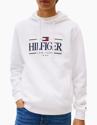 Tommy Hilfiger Mens Tommy Hilfiger Mens Hoodies Tonal Logo Embroidery Casual Cotton Long Sleeve Top - Cream - Size: 44