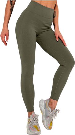 Generic Leggings for Women UK High Waisted Womens Ribbed Fitness Leggings Seamless Tights for Gym Exercise Yoga Running Elastic Tummy Control Leggings Thick P