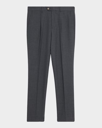 Brunello Cucinelli Mens Virgin Wool Leisure-Fit Pleated Trousers