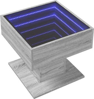 vidaXL Vidaxl - Mesa de centro y led madera ingeniería gris Sonoma 50x50x45 cm