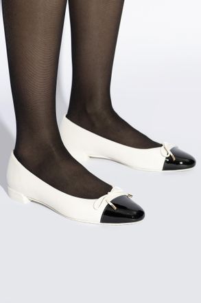 Stuart Weitzman Leather Shoes Sleek Bow, Womens, Cream