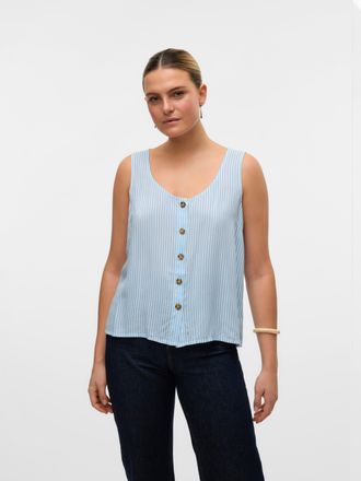 Vero Moda Blusentop VERO MODA VMBUMPY SL SHIRT WVN GA NOOS, Damen, Gr. S, blau (airy blau stripes:snow wei&szlig;), Web, Obermaterial: 100% Viskose, gestreift, regula
