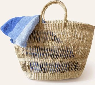 Indego Africa Womens Large Open Weave Bolga Tote Bag In Beige