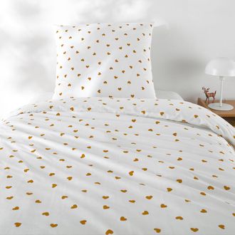 La Redoute Interieurs Kinderset, van 50% gerecycled katoen, met vierkant kussensloop, Scacco caramel