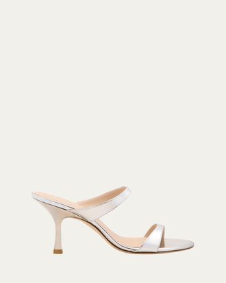 Stuart Weitzman Nudist Metallic Leather Slide Sandals