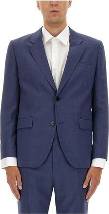 HUGO BOSS Tweedelig colbert met twee knopen en inkeping - Heren - Blazers - Blauw - M - Tweed - Jassen