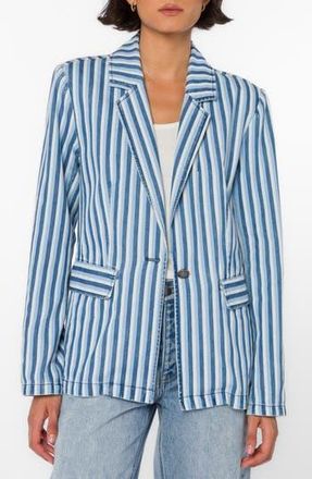 Velvet Heart Beni Stripe Denim Blazer in Blue Stripe at Nordstrom Rack, Size X-Large