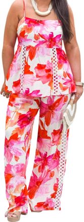 Entro Coral Coast Watercolor Floral Two-Piece Set In Pink