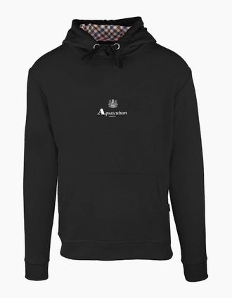 Aquascutum Mens Hooded Neck Long Sleeve Sweatshirt - Black - Size: 2X large