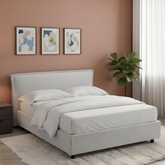 Dmora Cama Francesa Brienza, Colch&oacute;n Incluido, Desenfundable Made In Italy, Con Caj&oacute;n, Blanca