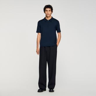 Sandro Knitted polo shirt with zip collar