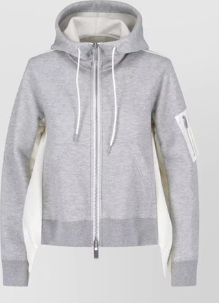 sacai hooded sweatshirt ribbed trims and pockets