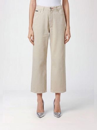 Philipp Plein Jeans cropped in denim stretch a gamba larga e vita alta