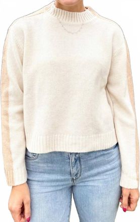Elan Colorblock Crewneck Sweater In Tan Natural Co
