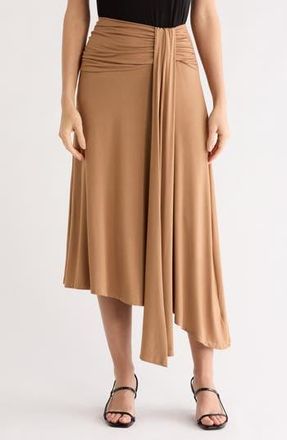 Renee C Draped Asymmetric Midi Skirt in Amber at Nordstrom Rack, Size X-Small