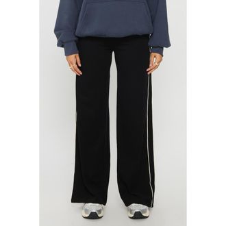 Princess Polly Ascenda Cotton Blend Straight Leg Track Pants in Black at Nordstrom, Size 12