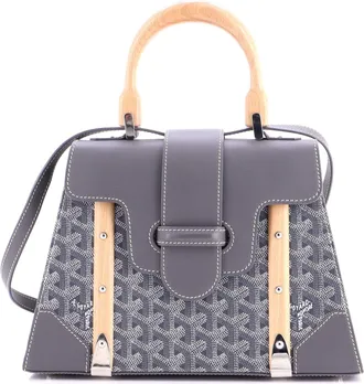 Goyard Saigon Top Handle Bag Coated Canvas with Leather PM